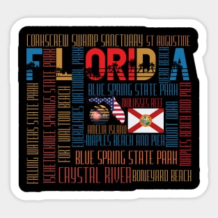 Wall of Beautiful and Famous Places in Florida Sticker